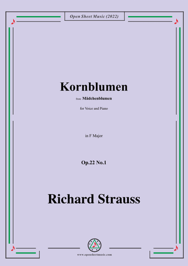 Richard Strauss-Kornblumen,Op.22 No.1,in F Major (arr. OSM Press)