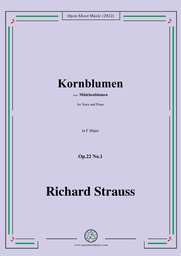 Richard Strauss-Kornblumen,Op.22 No.1,in F Major (arr. OSM Press)