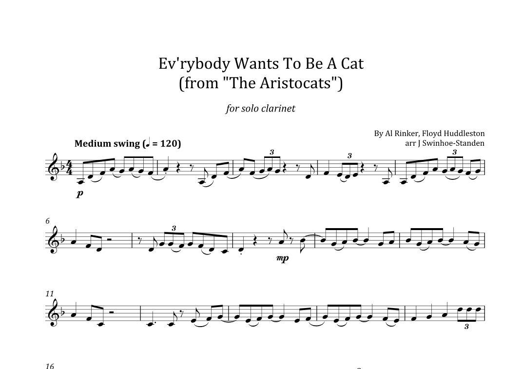 Ev'rybody Wants To Be A Cat (arr. J Swinhoe-Standen)