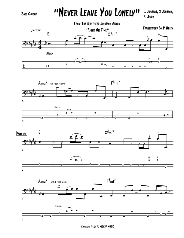 Never Leave You Lonely (arr. Accubass)