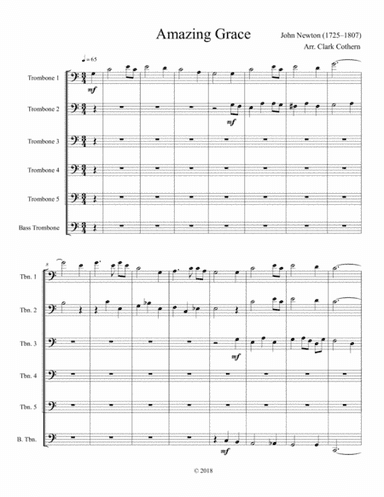Amazing Grace (6 Trombones) (arr. Clark Cothern)