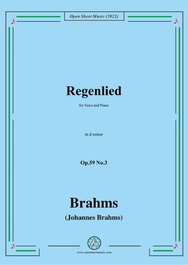 Brahms-Regenlied,Op.59 No.3 in d minor (arr. Open Cloud)