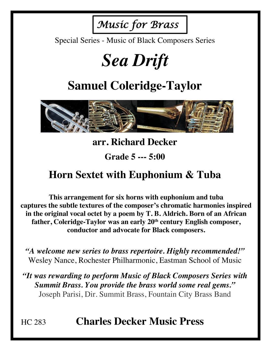 Sea Drift for Horn Sextet with euphonium and tuba (arr. Richard Decker)