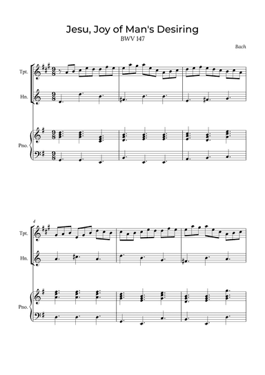 Jesu, Joy of Man's Desiring - Trumpet and Horn with piano (arr. Alex Nunes Rodrigues)