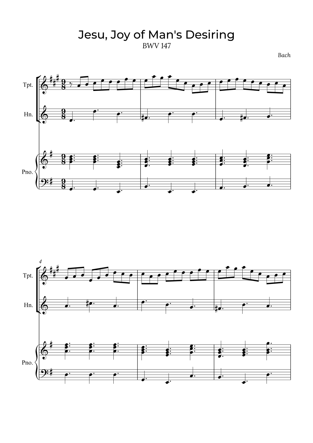 Jesu, Joy of Man's Desiring - Trumpet and Horn with piano (arr. Alex Nunes Rodrigues)