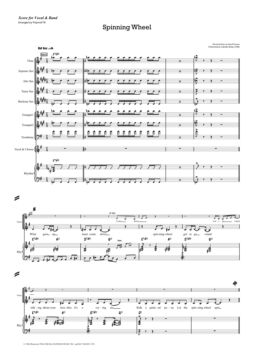 Spinning Wheel (arr. Popnroll 1976)
