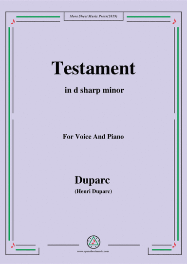 Duparc-Testament in d sharp minor (arr. MSM)