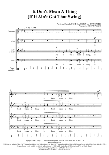 It Don't Mean A Thing (If It Ain't Got That Swing) (arr. Roman Pallas)