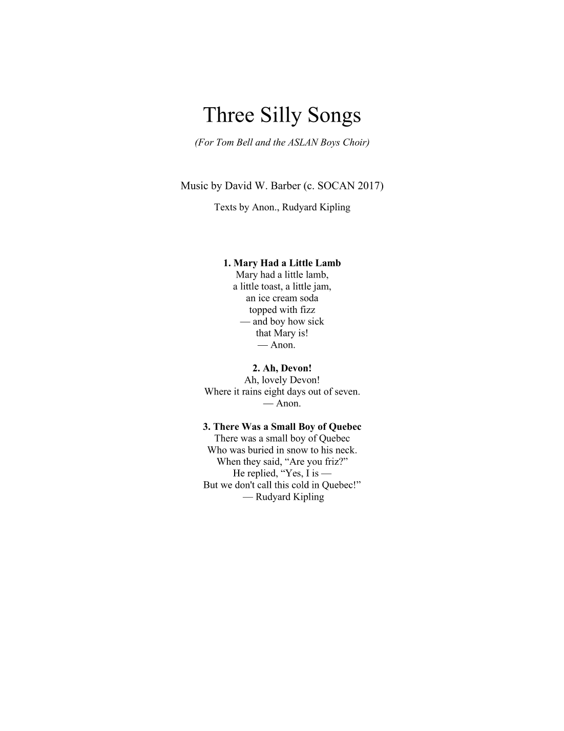 Three Silly Songs