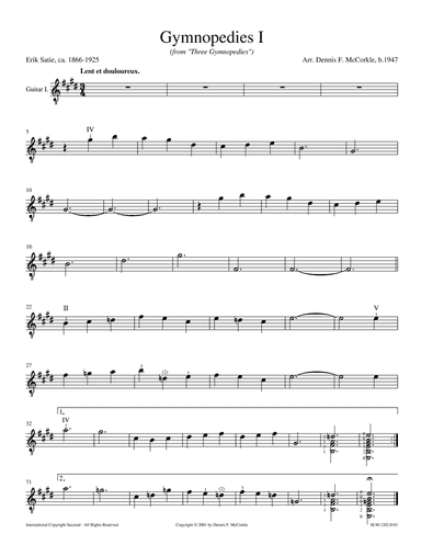 Gymnopedies I for Two Guitars (from Three Gymnopedies) for Two Guitars (arr. Dennis McCorkle)