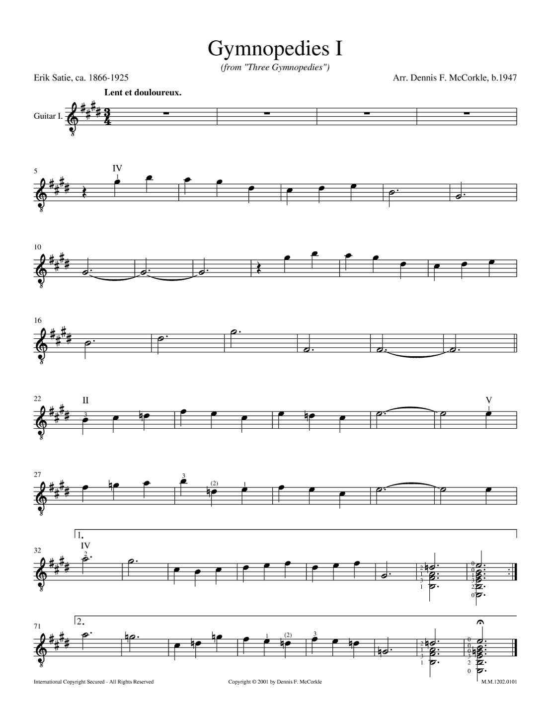 Gymnopedies I for Two Guitars (from Three Gymnopedies) for Two Guitars (arr. Dennis McCorkle)