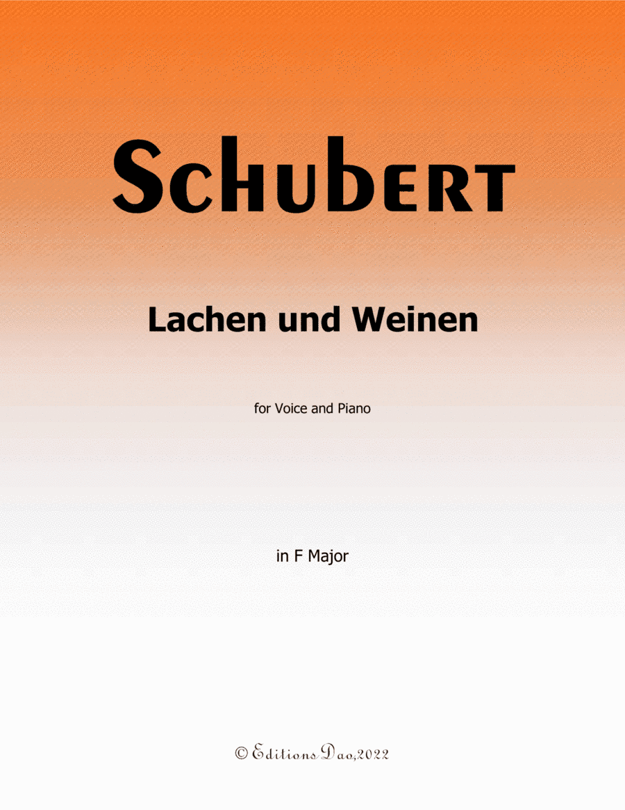 Lachen und Weinen, by Schubert, in F Major (arr. Editions Dao)