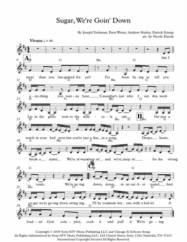 Sugar, We're Goin' Down (arr. Nicole Elayda)
