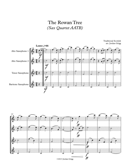 The Rowan Tree (Sax Quartet AATB) (arr. Jordan Grigg)