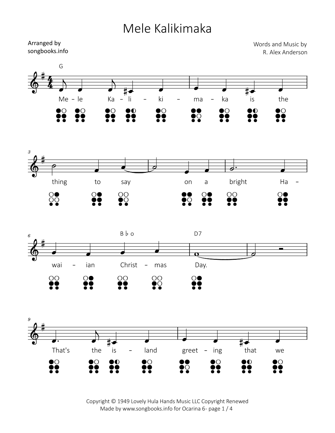 Mele Kalikimaka (arr. songbooks.info)