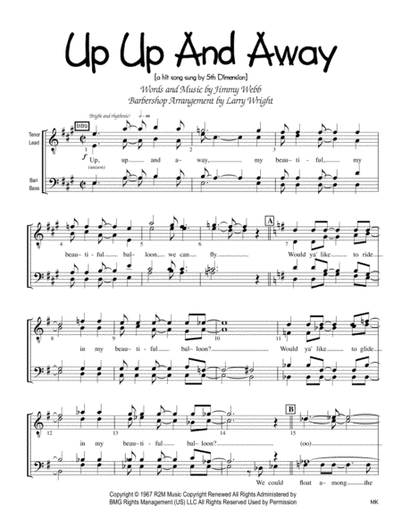 Up, Up And Away (arr. Larry Wright)