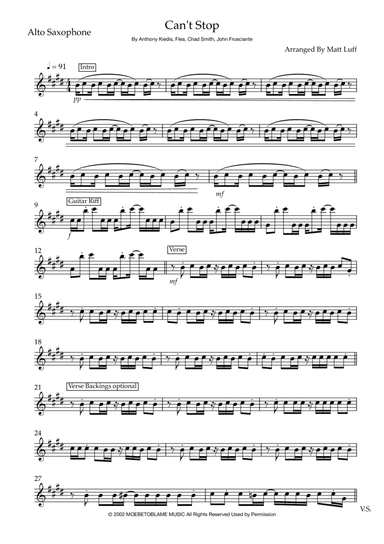 Can't Stop (arr. Matt Luff)