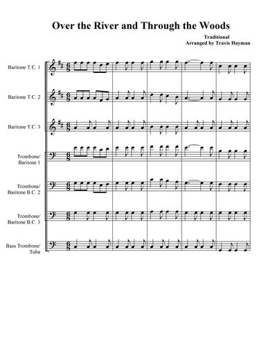Over the River and Through the Woods for Low Brass Quartet (arr. Travis Hayman)