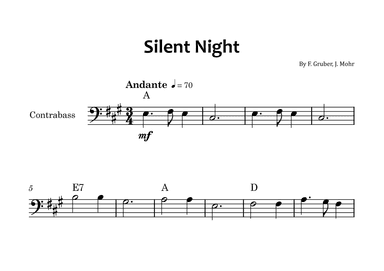 Silent Night - Double bass solo with chord symbols (arr. Glauco Fernandes)