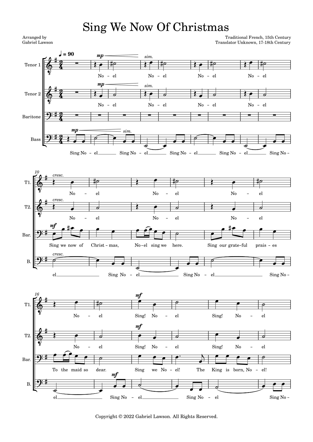 Sing We Now Of Christmas (arr. Gabriel Lawson)