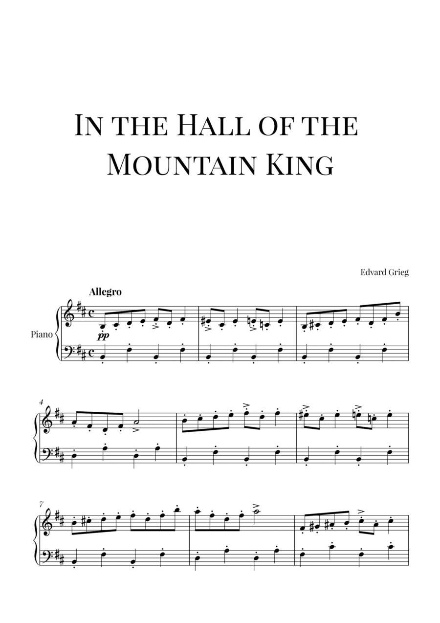 Grieg - In the Hall of the Mountain King (Easy piano) (arr. Cadenza Editions)