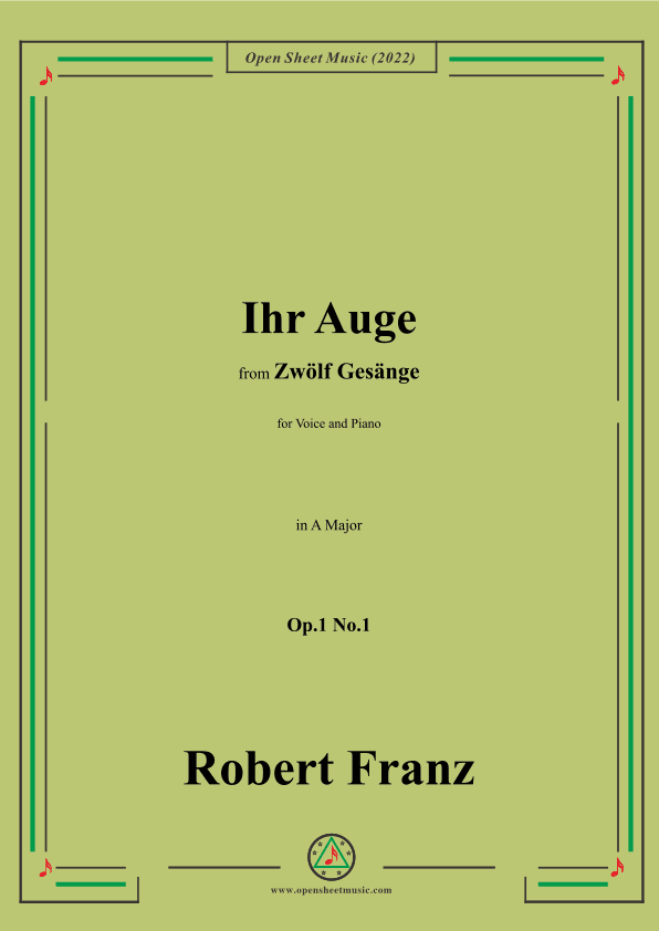 Franz-Ihr Auge,in A Major,Op.1 No.1,from Zwolf Gesange (arr. OSM Press)