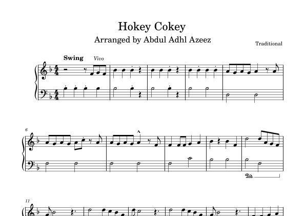 Hokey Cokey Piano Easy (arr. Abdul Adhl Azeez)