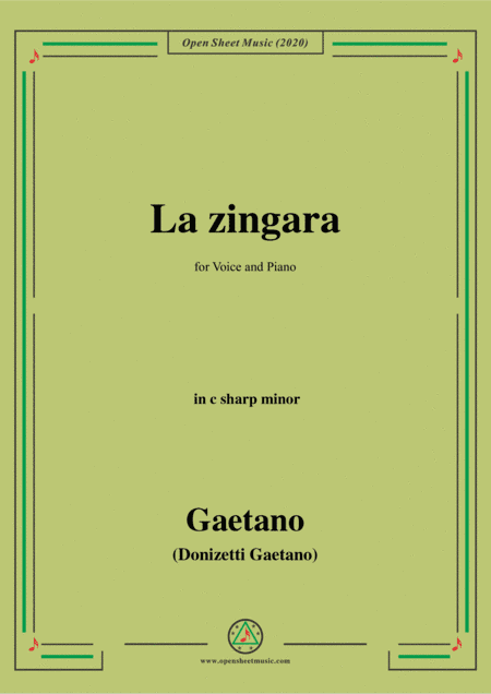 Donizetti-La Zingara,in c sharp minor,for Voice and Piano (arr. MSM)
