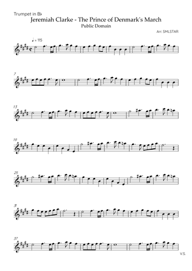 Jeremiah Clarke - The Prince of Denmark's March TRUMPET Sheet Music (arr. SMLStar)