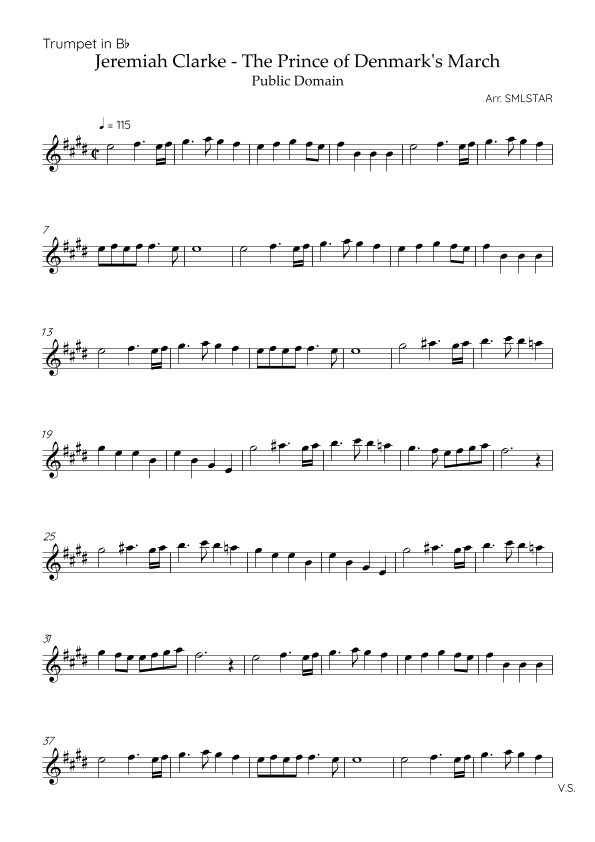 Jeremiah Clarke - The Prince of Denmark's March TRUMPET Sheet Music (arr. SMLStar)