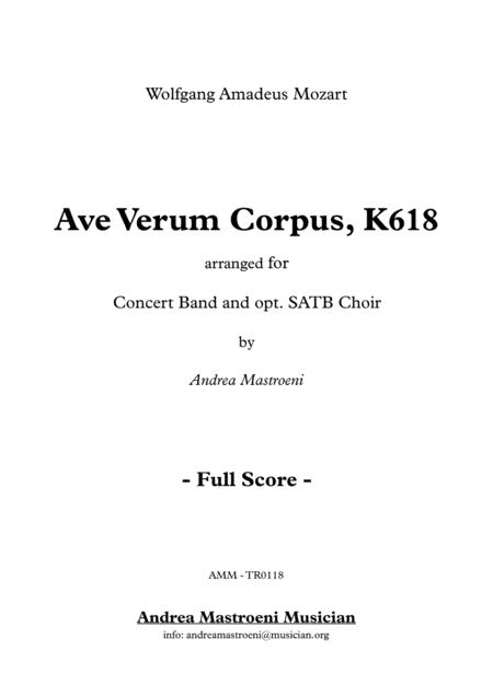 Ave Verum Corpus, K 618 (arr. Andrea Mastroeni)
