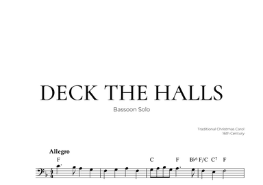 Deck The Halls (Bassoon Solo) - Christmas Carol (arr. Pedro Merendi)
