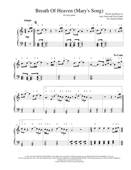 Breath Of Heaven (Mary's Song) (arr. Samuel Stokes)