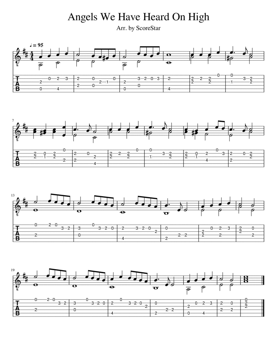 Angels We Have Heard On High Acoustic Guitar Easy (arr. Anderson Branco)