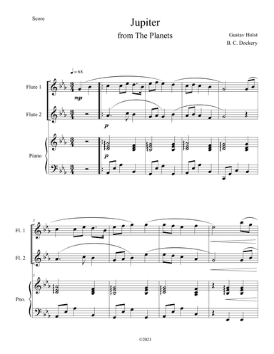 Jupiter from The Planets (Flute Duet with Piano Accompaniment) (arr. B. C. Dockery)