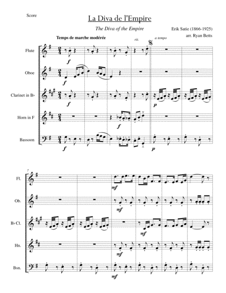 La Diva de l'Empire (woodwind quintet) (arr. Ryan Betts)
