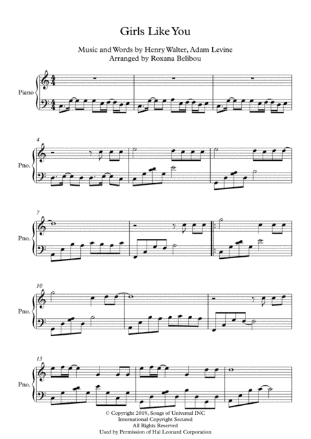 Girls Like You (arr. Roxana Belibou)