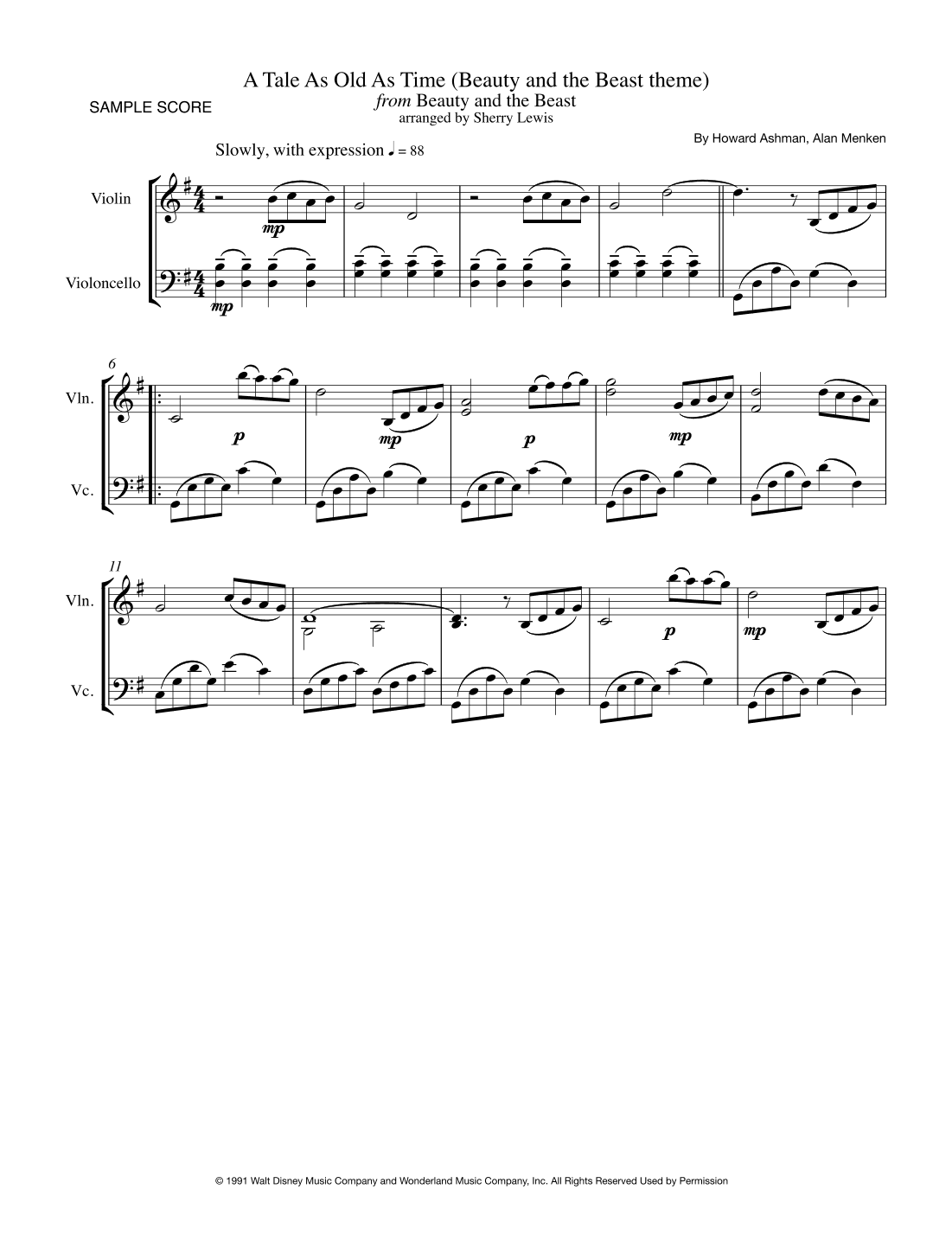 Beauty And The Beast (arr. Sherry Lewis)
