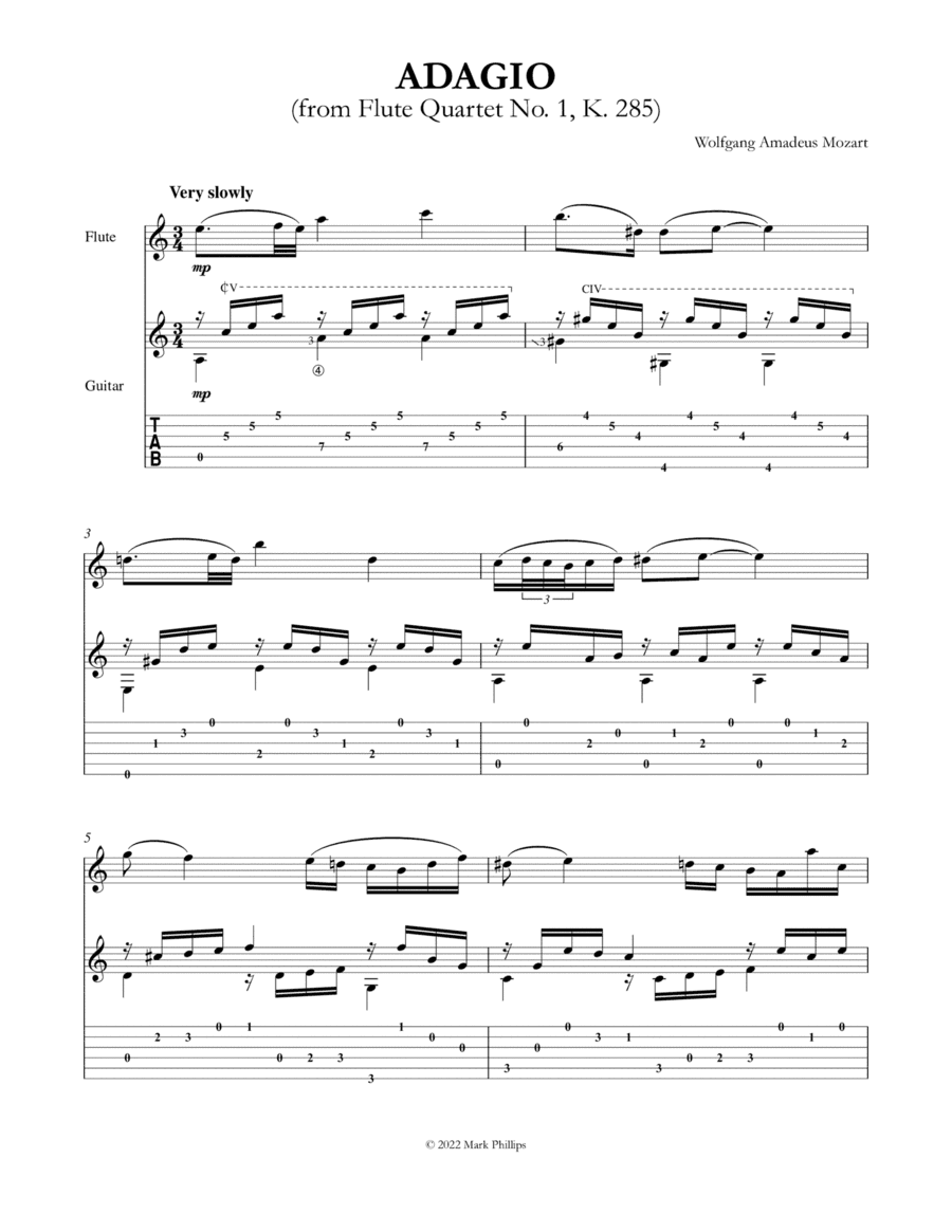 Flute Quartet No. 1 (Second Movement), K. 285 (arr. Mark Phillips)