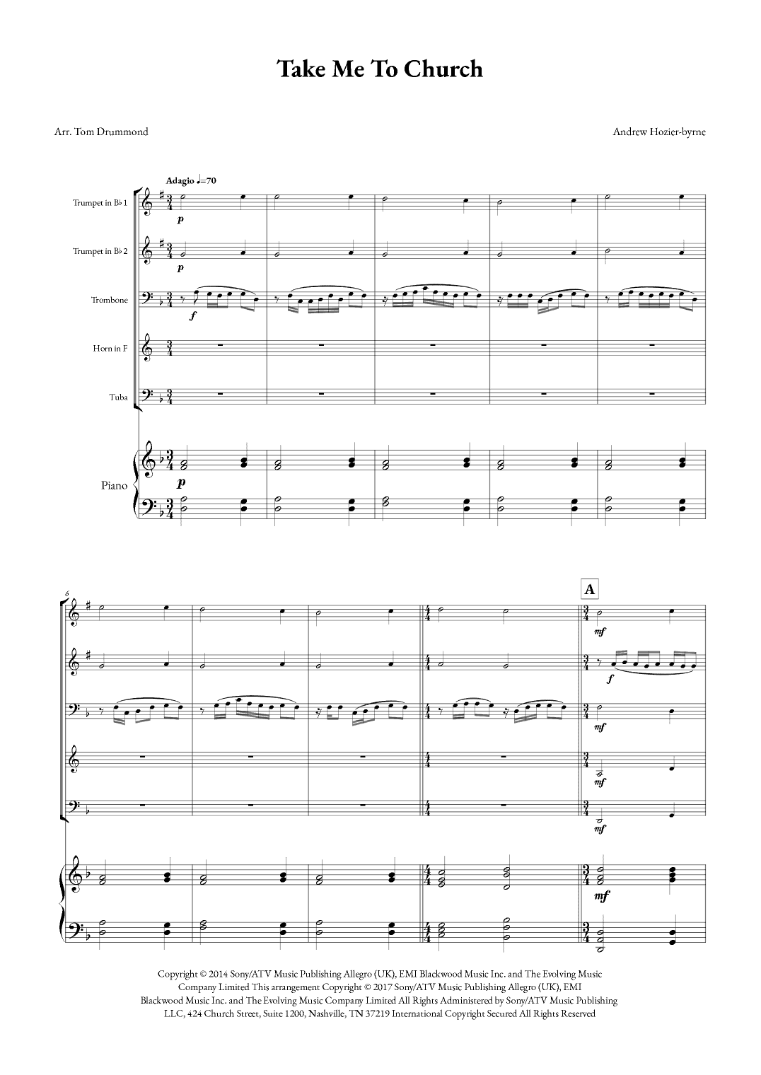 Take Me To Church (arr. Tom Drummond)
