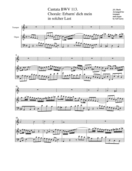 Chorale: Erbarm' dich mein in solcher Last from Cantata BWV 113 (arrangement for tumpet and organ) (arr. Gil Garty)