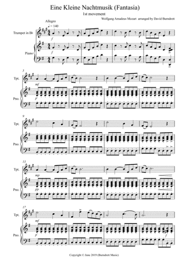 Eine Kleine Nachtmusik (Fantasia) 1st Movement for Trumpet in Bb and Piano (arr. David Burndrett)
