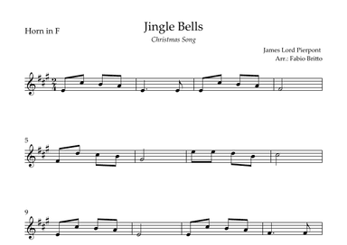 Jingle Bells (Christmas Song) for Horn in F Solo (arr. Fabio Britto)