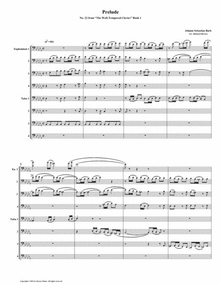 Prelude 22 from Well-Tempered Clavier, Book 1 (Euphonium-Tuba Octet) (arr. Richard Byrnes)