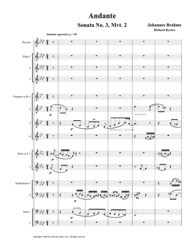 Andante, Op. 5, Mvt. 2 (Brass Choir + Piccolo & 3 Flutes) (arr. Richard Byrnes)