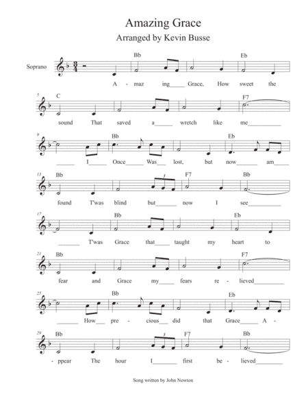 Amazing Grace - Soprano Voice (arr. Kevin Busse)