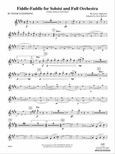 Fiddle-Faddle for Soloist and Full Orchestra: B-flat Tenor Saxophone