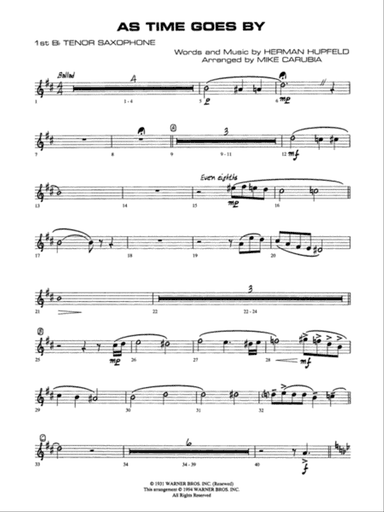As Time Goes By: B-flat Tenor Saxophone