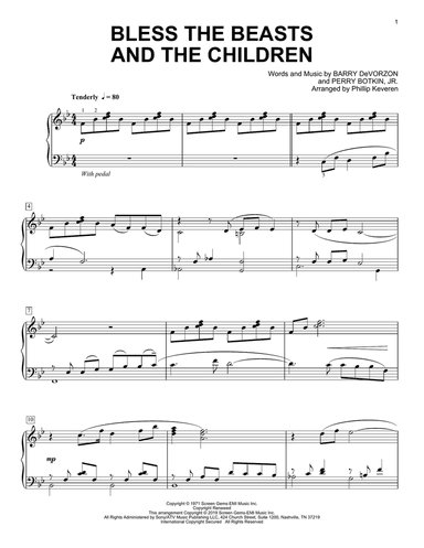 Bless The Beasts And Children (arr. Phillip Keveren)