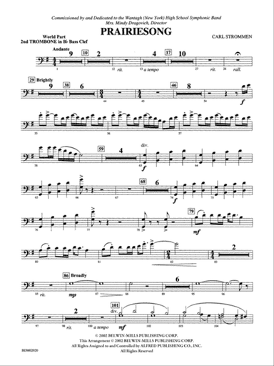 Prairiesong: (wp) 2nd B-flat Trombone B.C.